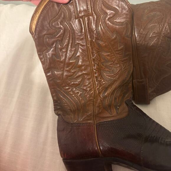Men\'s Cowboy Boots Brown Lizard Leather Pointed Toe Western Size: 8.5 main image 9
